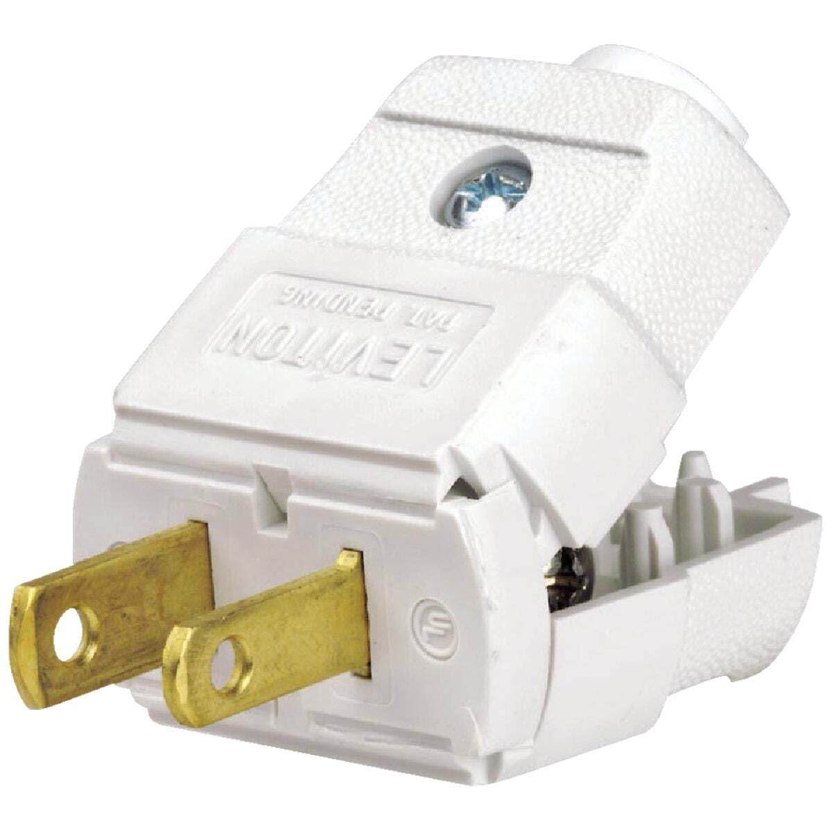 Left. Leviton - 101-2WP Polar 2P3W Straight-Blade Plug 15A 125V Non-Grounding - White.