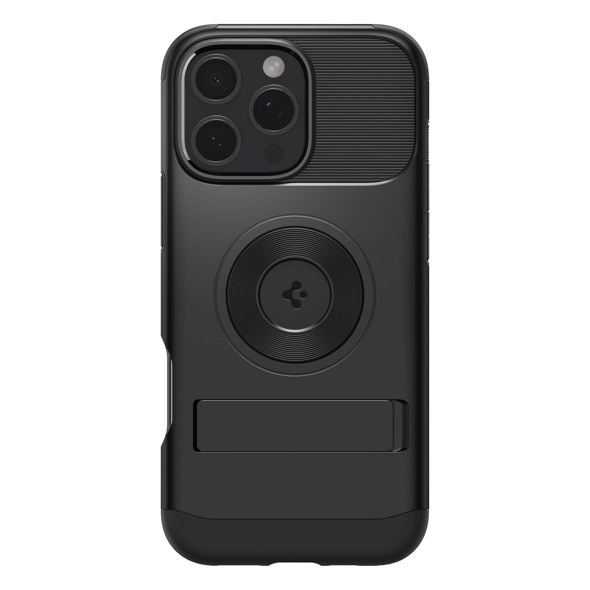 Front. Spigen - Slim Armor MagFit for Apple iPhone 16 Pro - Black.