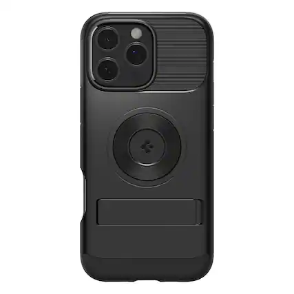 Front. Spigen - Slim Armor MagFit for Apple iPhone 16 Pro - Black.