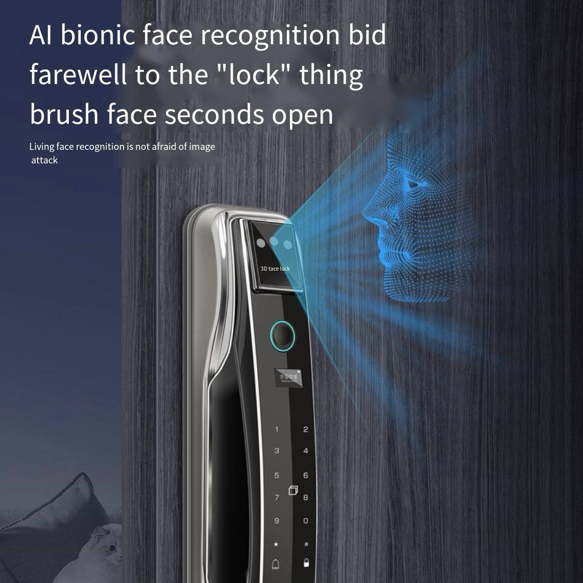 AI bionic face recognition bid farewell to the "lock" thing brush face seconds open  
Living face recognition is not afraid of image attack  

3D face lock