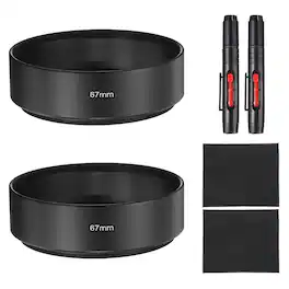 Unique Bargains - 2pcs Lens Hood Shade, 67mm Mid-focus Metal Camera Cap Shade with Cleaning Cloth & Pen - Black