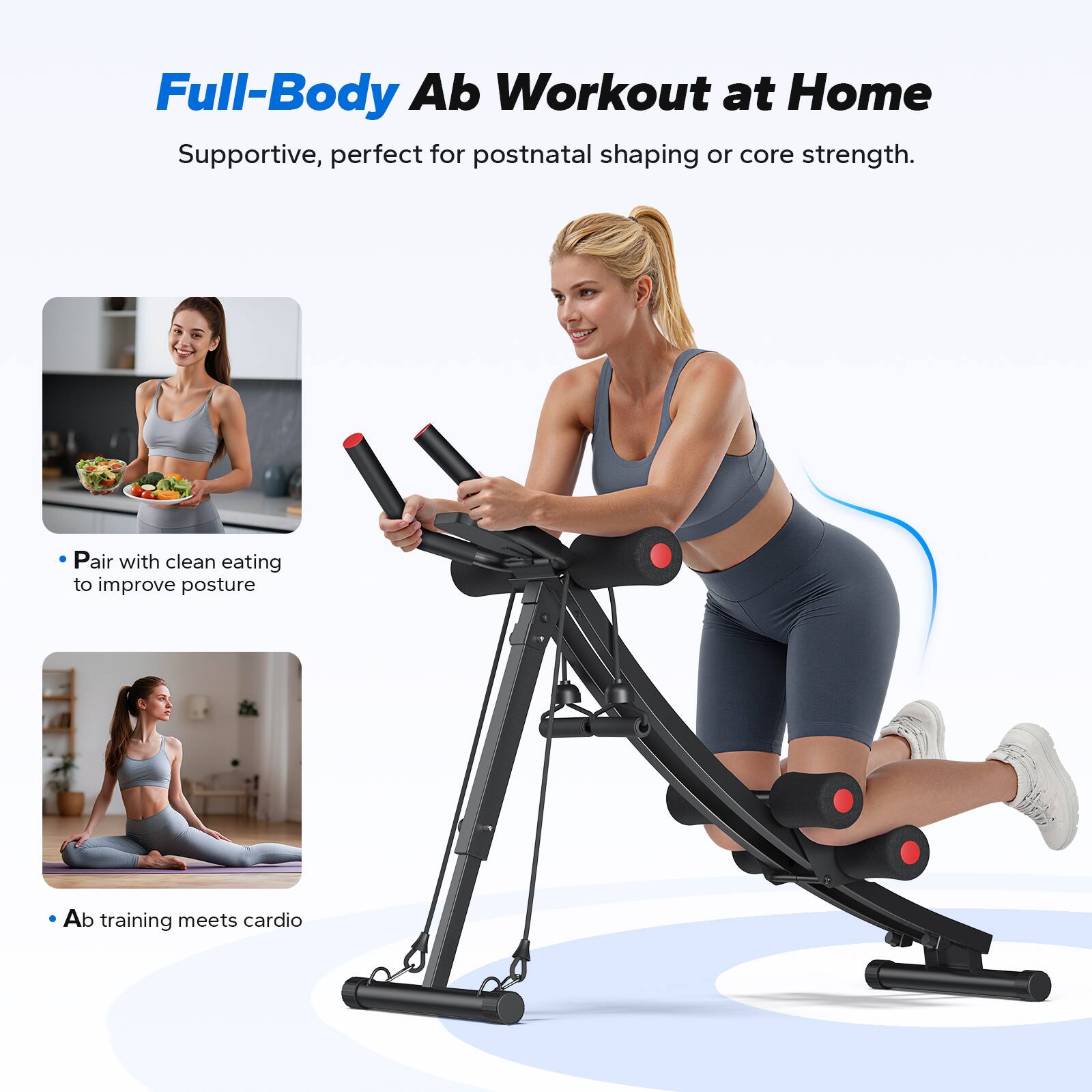 Full-Body Ab Workout at Home

Supportive, perfect for postnatal shaping or core strength.

- Pair with clean eating to improve posture
- Ab training meets cardio