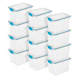 Sterilite - Large 20 Qt Home Storage Container Tote with Latching Lids, (12 Pack)