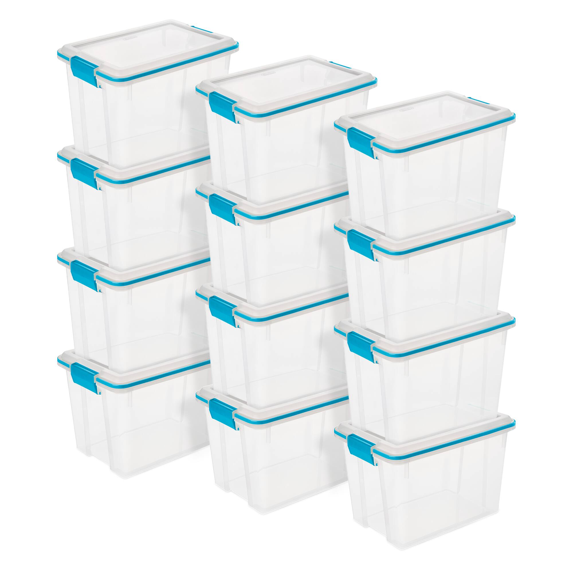 Front. Sterilite - Sterilite Large 20 Qt Home Storage Container Tote with Latching Lids, (12 Pack).