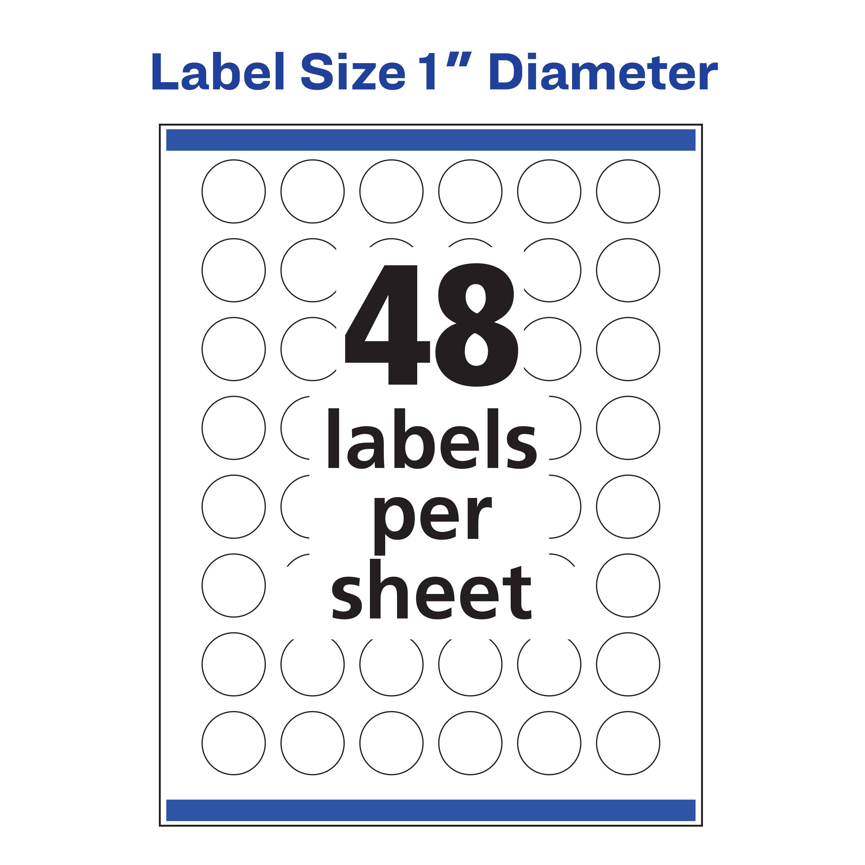 Label Size 1" Diameter  
48 labels per sheet
