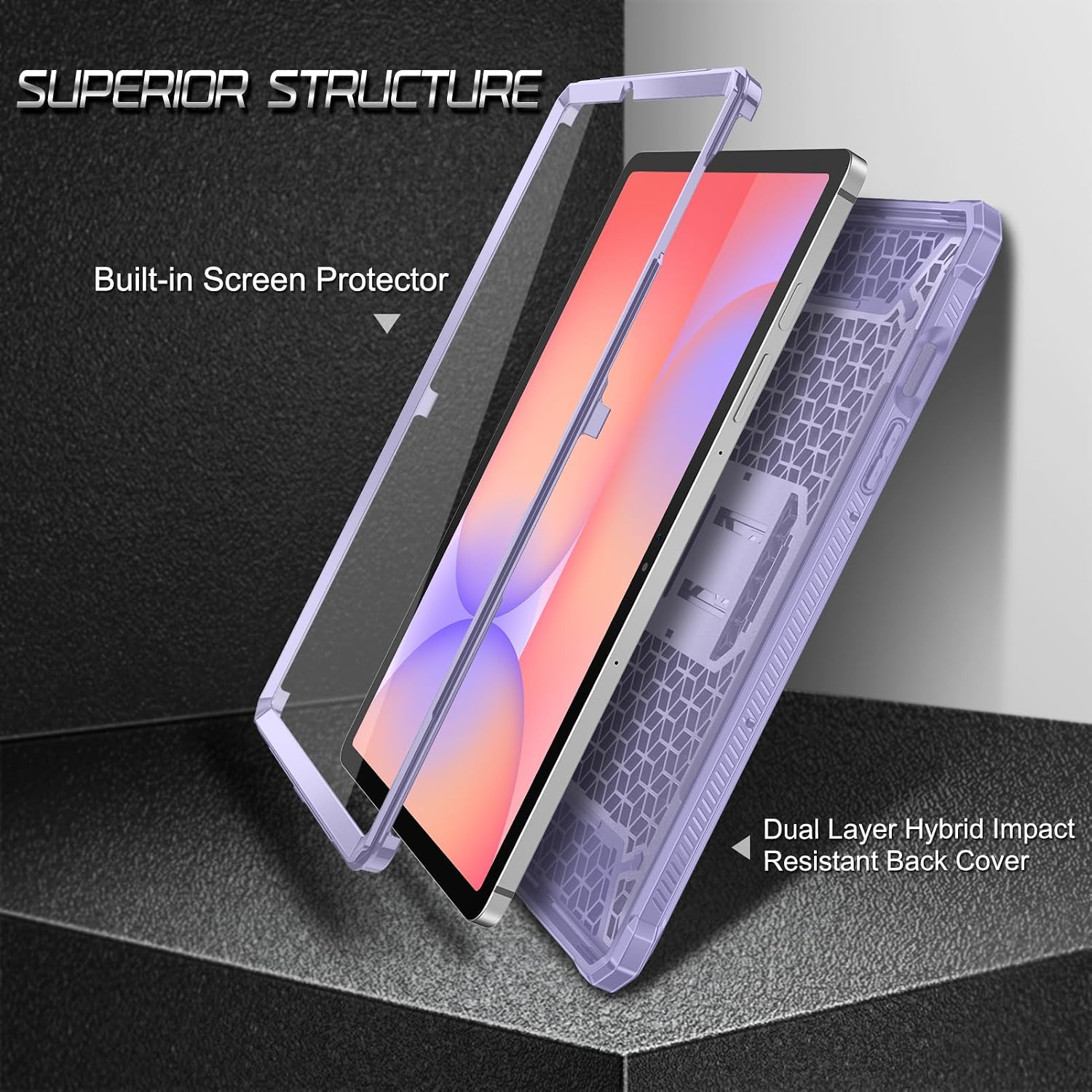 SUPERIOR STRUCTURE  
Built-in Screen Protector  
Dual Layer Hybrid Impact Resistant Back Cover