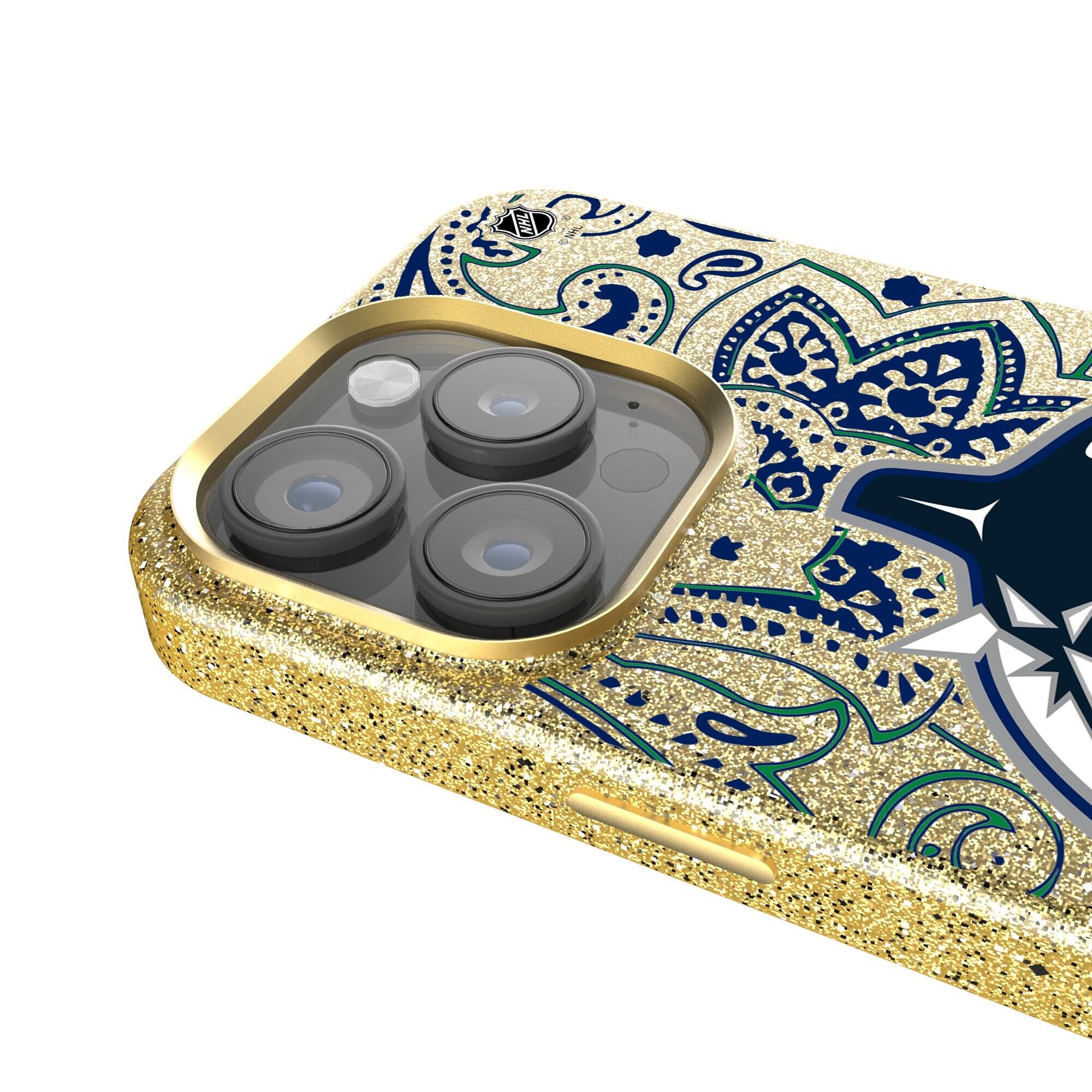 Alt View 3. Keyscaper - Gold Vancouver Canucks Paisley Bling iPhone Case - 14 - Gold.