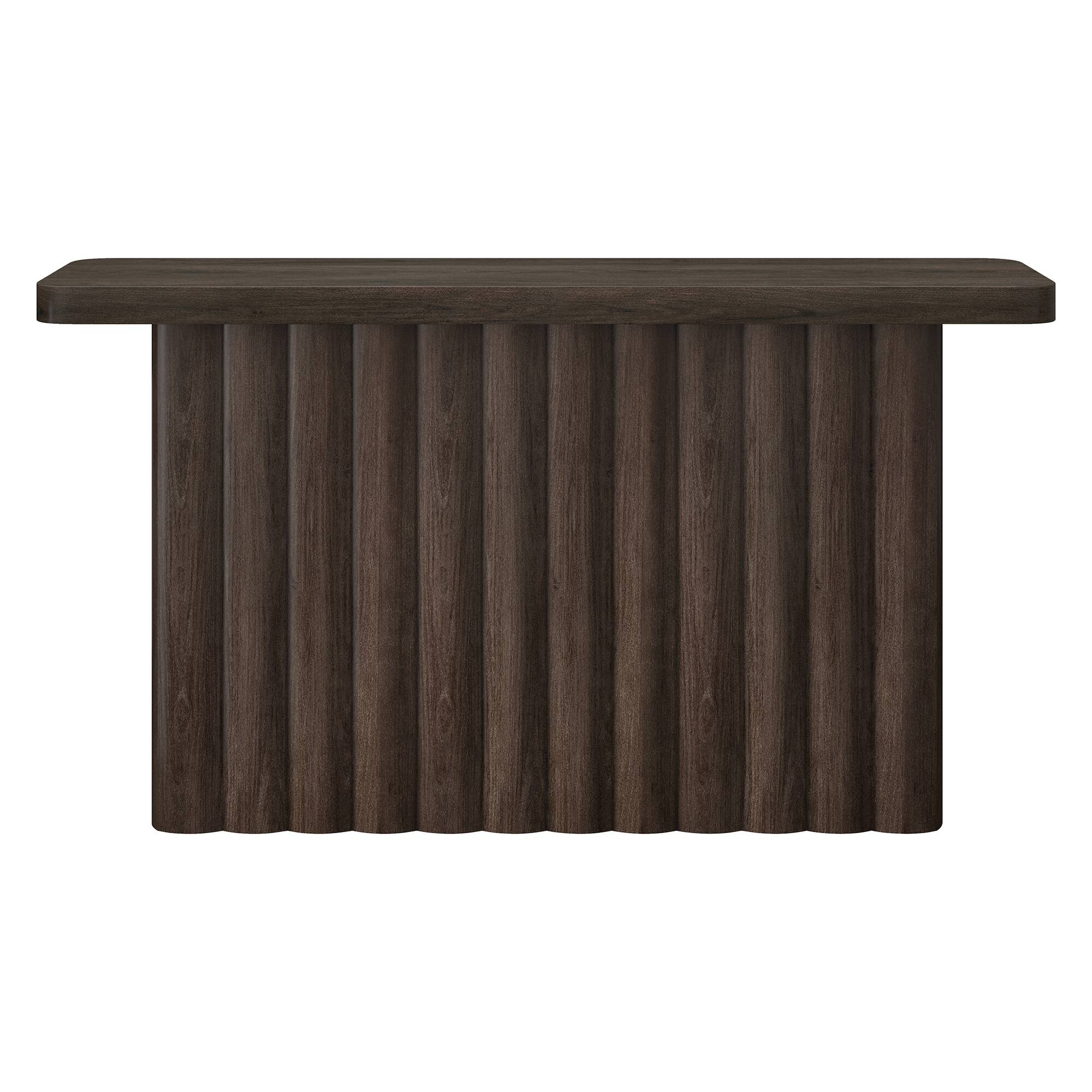 Angle. Hudson&Canal - Olie 55" Wide Rectangular Fluted Console Table - Brown.