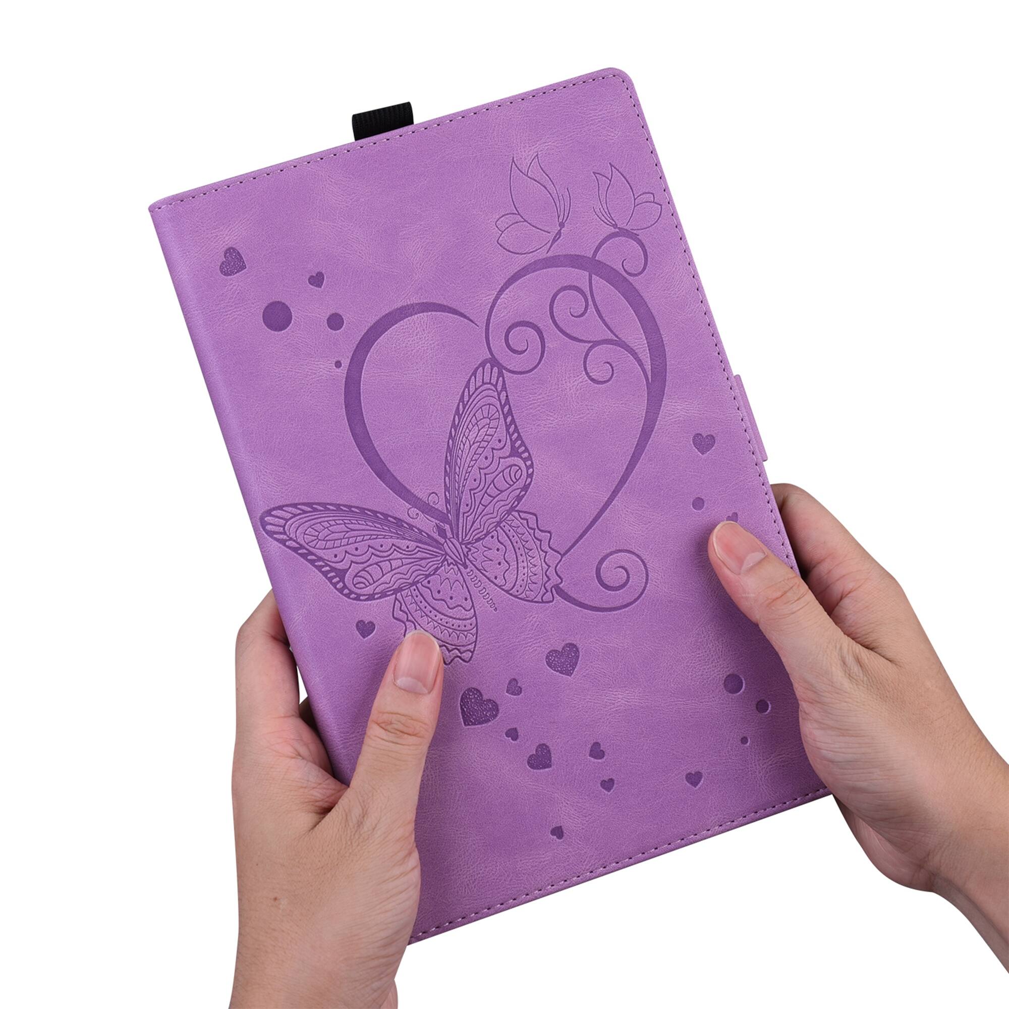 Alt View 4. Dteck - For Samsung Galaxy Tab A11+/A9+ 11'' PU Leather Embossed Butterfly Folio Case with Card Holder Flip Stand Cover - Purple.