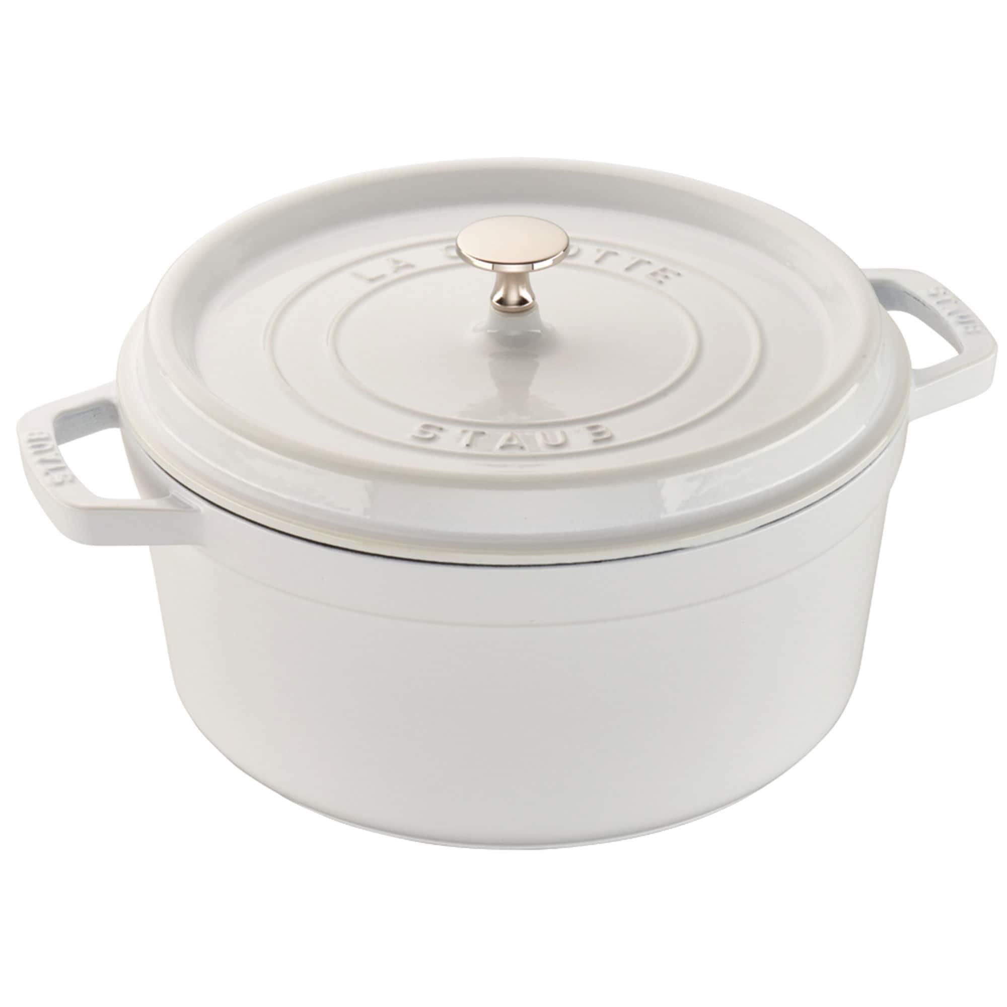 Staub - Cast Iron Round Cocotte, Dutch Oven, 5.5-quart, serves 5-6, Made in France - White