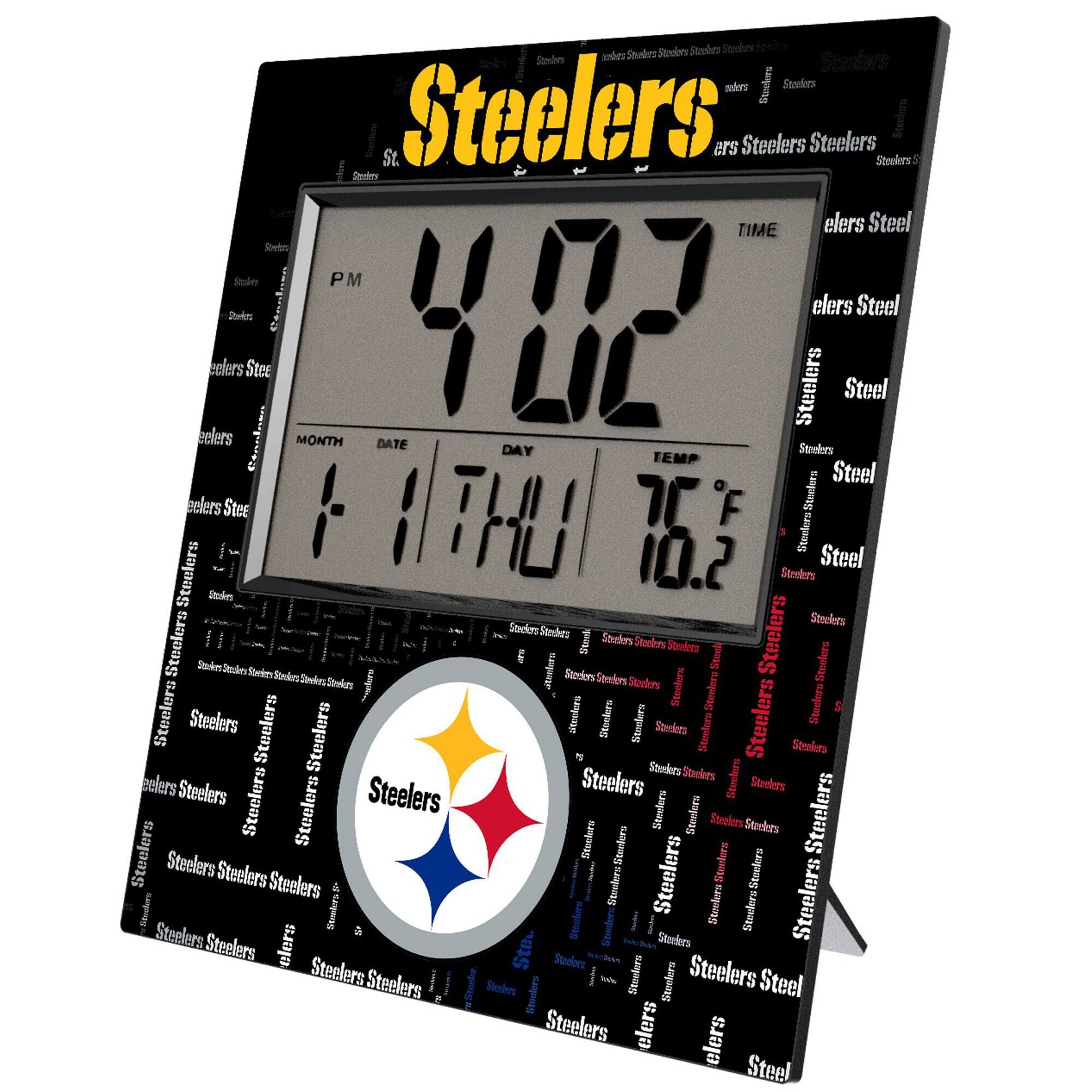 Keyscaper - Pittsburgh Steelers Quadtile Digital Desk Clock - Multicolor