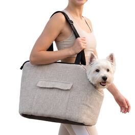 PawsPik - TinyTrek Plush Dog & Cat Carrier Bag - Linen Stone Gray