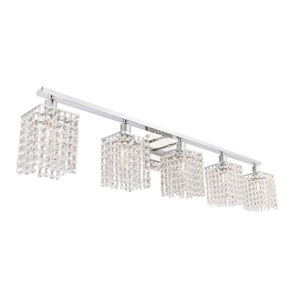 Alt View 3. Living District - Phineas 5 light Chrome and Clear Crystals wall sconce - Chrome And Clear Crystals.