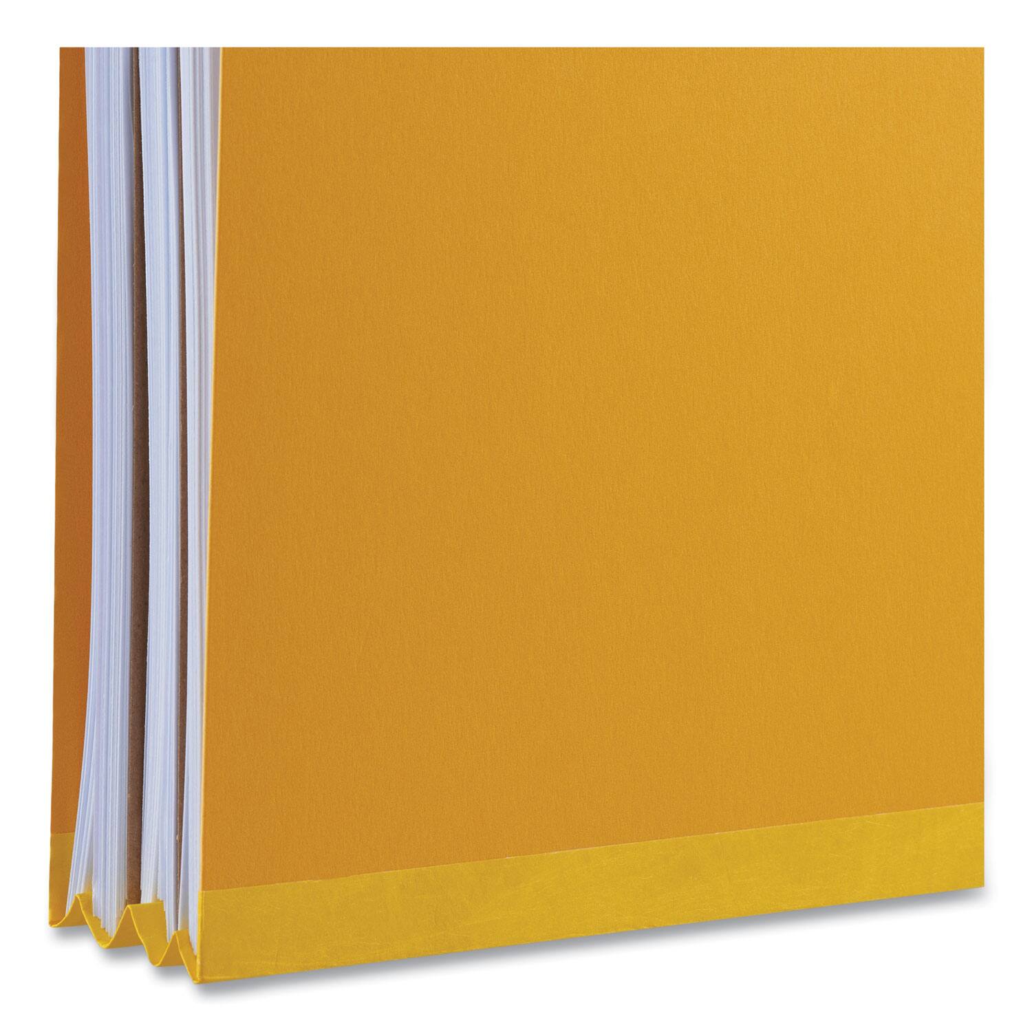 Left. Universal - Bright Colored Pressboard  Folders, 2" Expansion, 2 Dividers, 6 Fasteners, Letter Size, Yellow Exterior, 10/Box.