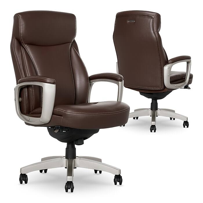Alt View 7. La-Z-Boy - La-Z-Boy Arcadian Ergonomic Bonded Leather Swivel Executive Chair, Brown (60008) - Brown.