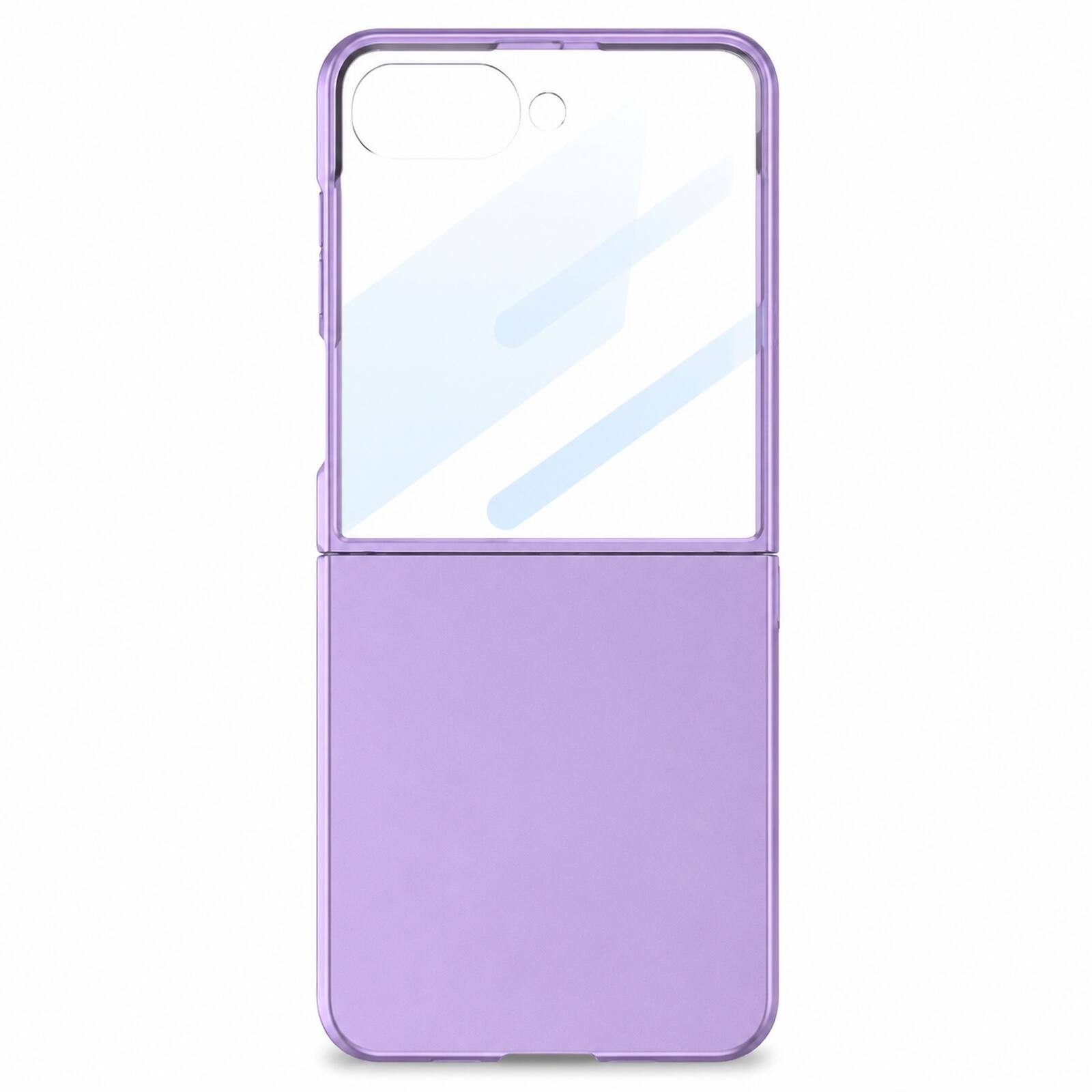 Angle. Dteck - Ultra Slim Case For Samsung Galaxy Z Flip8 Built-in Screen Protector Shock-Absorbent Hard PC Cover - Purple.