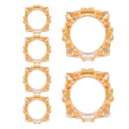 Unique Bargains - 6pcs Mini Vintage Picture Frames, 2in Resin Glow-in-dark Glitter Diamond Tiny Photo Frame Square for DIY - Gold