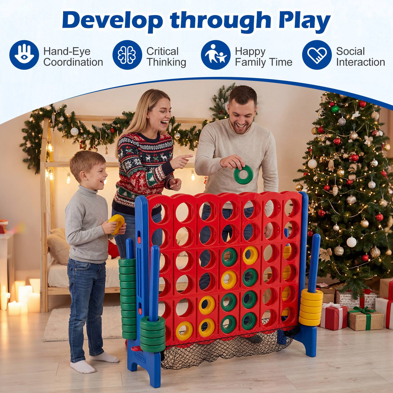 Develop through Play

- Hand-Eye Coordination
- Critical Thinking
- Happy Family Time
- Social Interaction