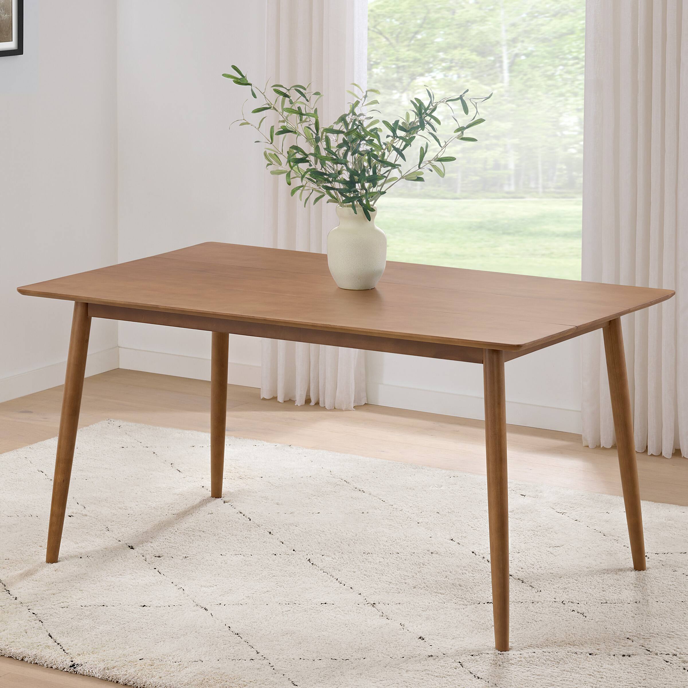 Alt View 1. Alaterre Furniture - 59 in. Wood Mid Century Modern Dining Table - Warm Pecan.