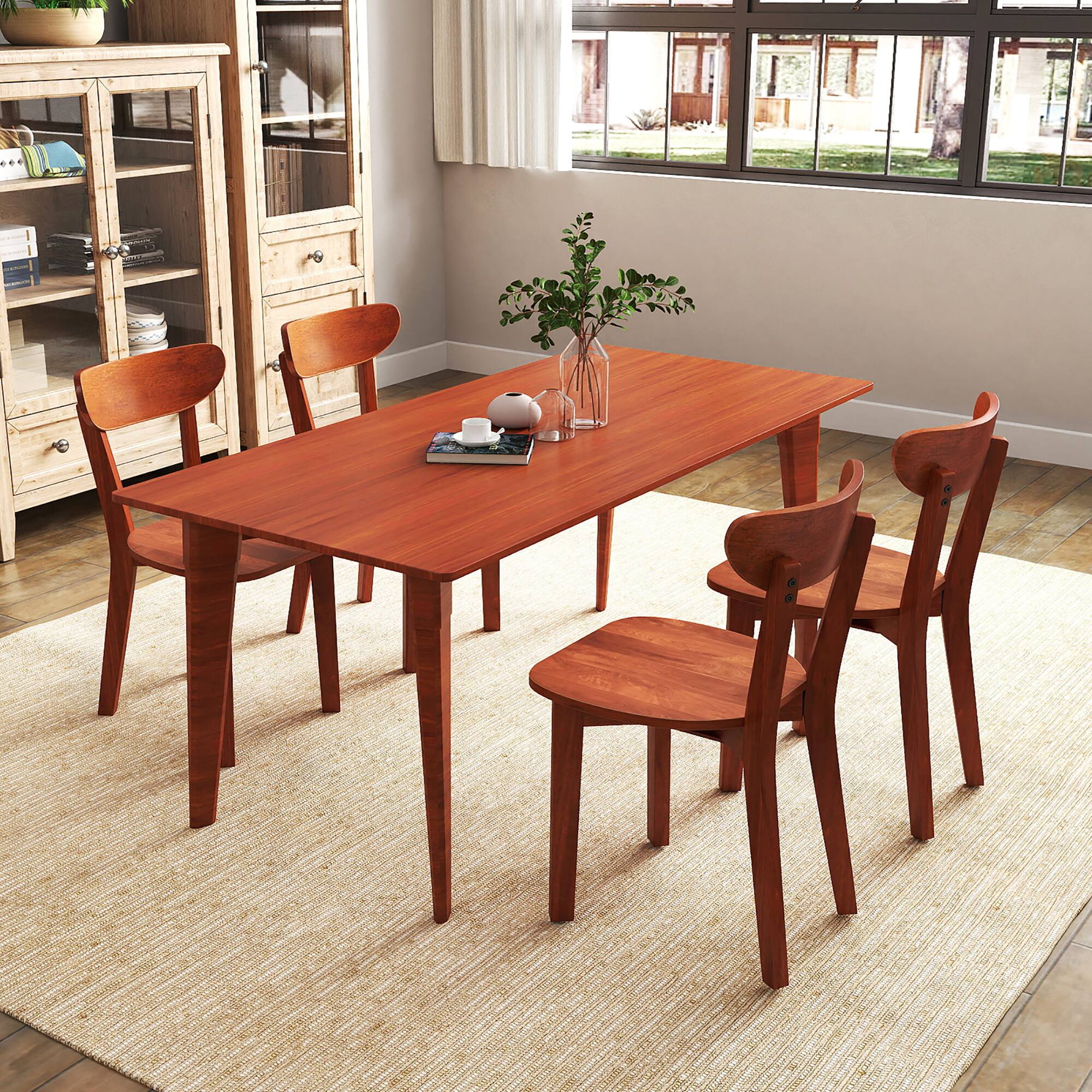 Alt View 1. Gymax - Gymax Solid Wood Dining Chair Set of 4 w/ Curved Backrest & Rubber Wood Frame - Espresso.