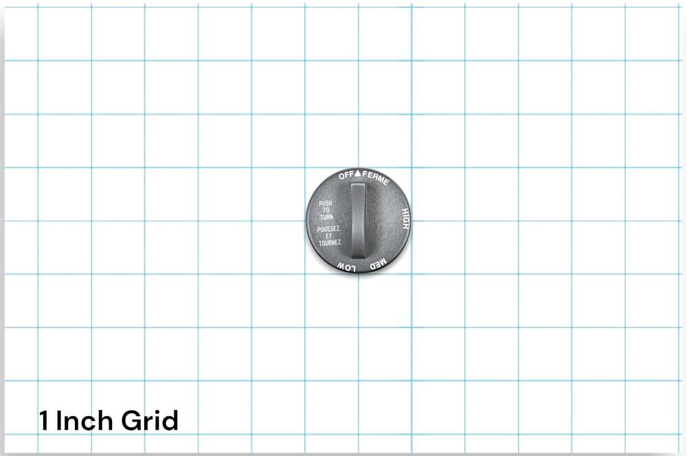 OFF FERME  
PUSH TO TURN  
POUSSEZ ET TOURNEZ  
LOW MED HIGH  

1 Inch Grid