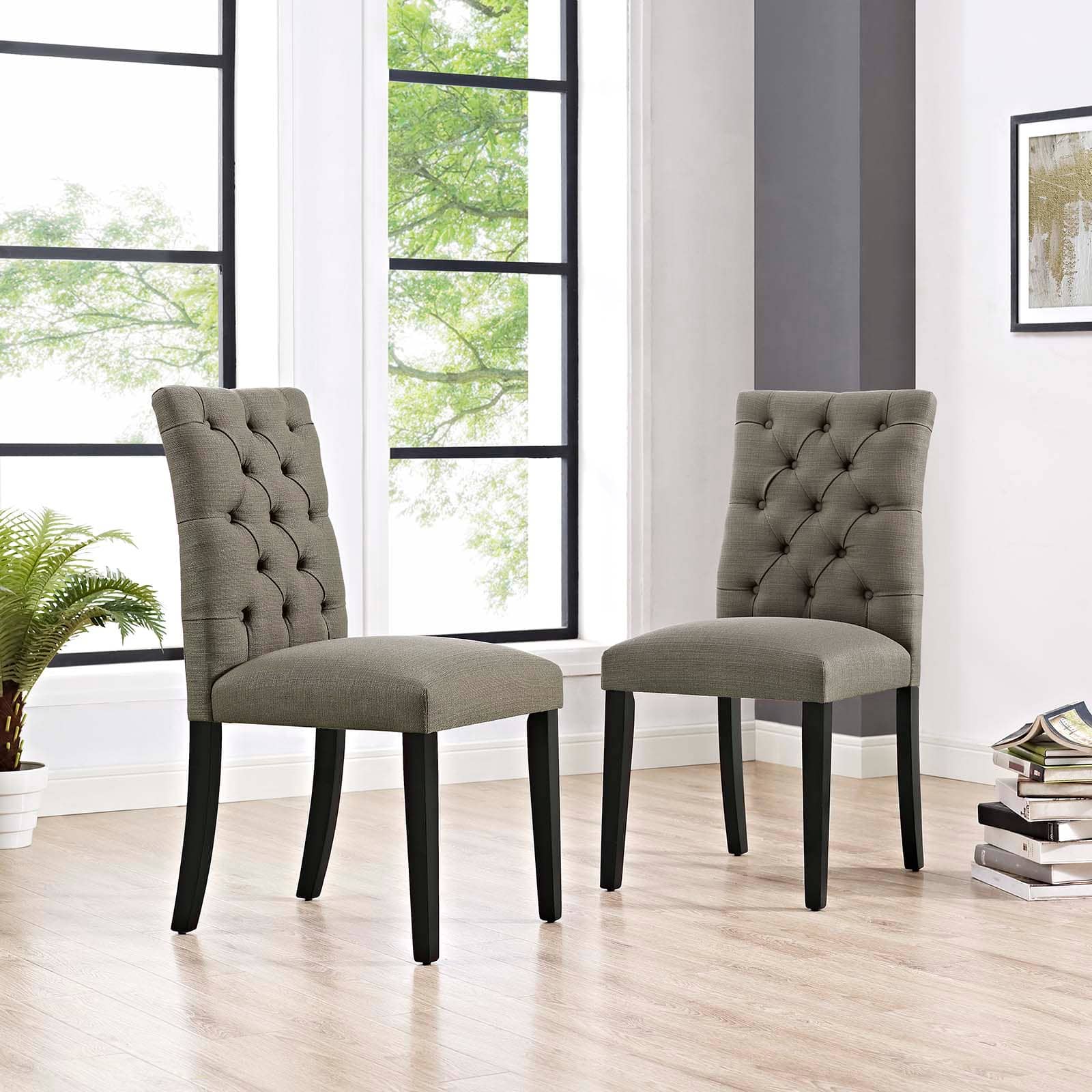 Duchess Fabric Dining Chair Set of 2 by Modway - Granite