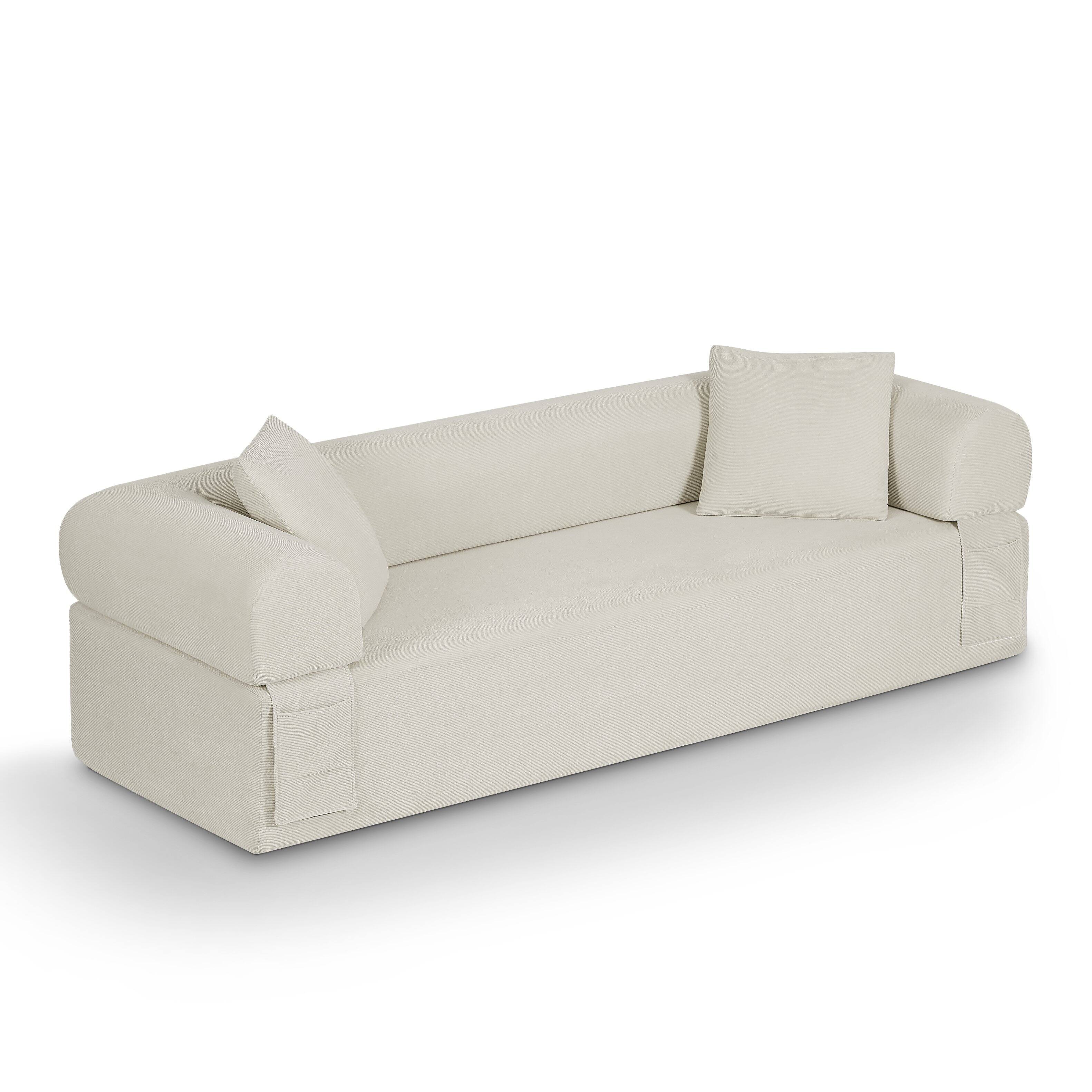 Angle. Loheer - Loheer 3 Seater Boneless Couch No Assembly Modern Frameless Sofa for Compact Apartment Living Room 83 Inch - Beige.