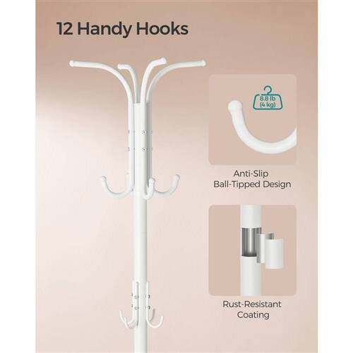 12 Handy Hooks  
8.8 lb (4 kg)  
Anti-Slip Ball-Tipped Design  
Rust-Resistant Coating