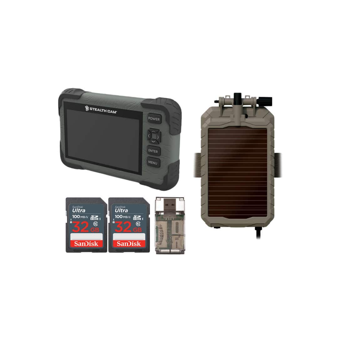 Stealth Cam - Mounting Post for Camera& Solar Pak with Card Viewer 32GB Memory Cards and Card Reader