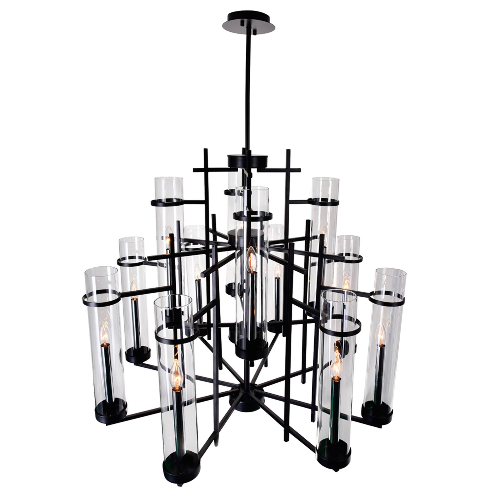 Back. CWI Lighting - Sierra 12 Light Up Chandelier With Black Finish - Black.