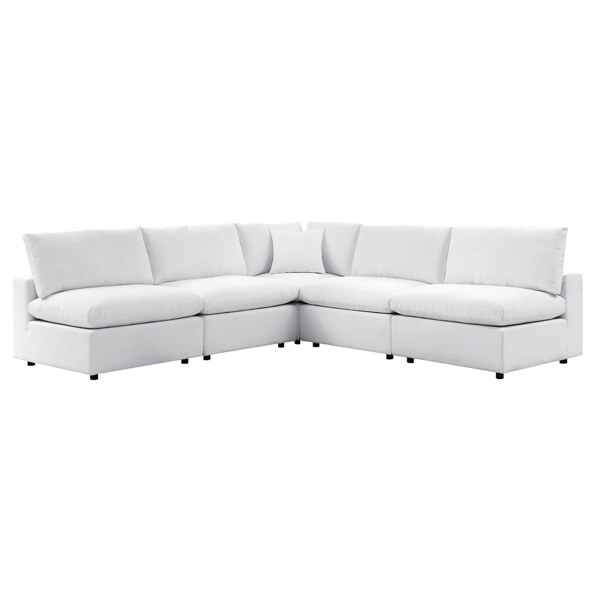 Front. Modway - Commix 5-Piece Sunbrella® Outdoor Patio Sectional Sofa by Modway - White.