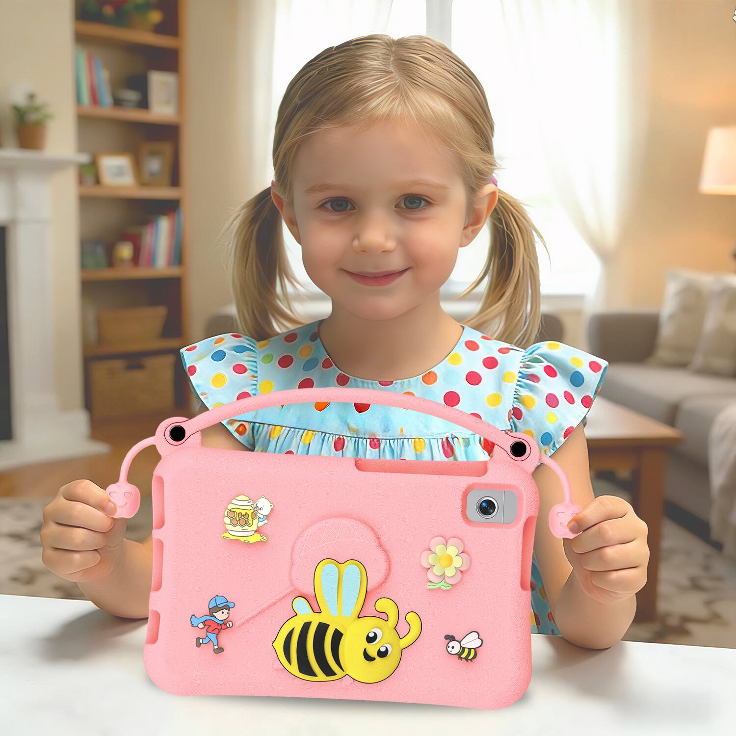 Alt View 5. Dteck - for Samsung Galaxy Tab A9 2023 & Tab A11 2025 (X133/X135) 8.7" Kids EVA Tablet Case,Shockproof Kickstand Cover + Handle - Pink.