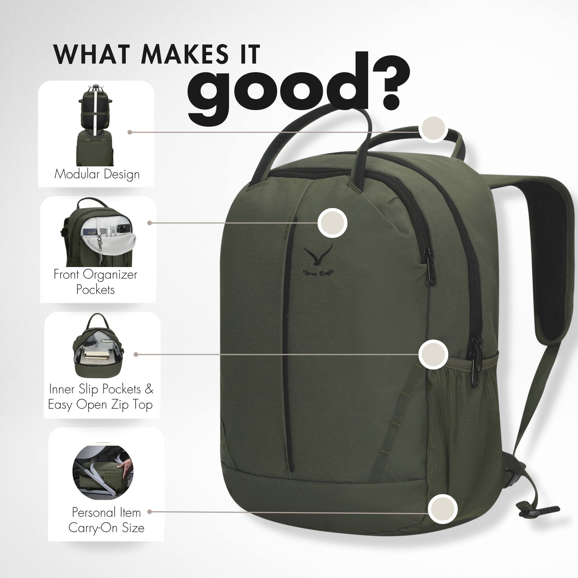 WHAT MAKES IT good?
- Modular Design
- Front Organizer Pockets
- Inner Slip Pockets & Easy Open Zip Top
- Personal Item Carry-On Size