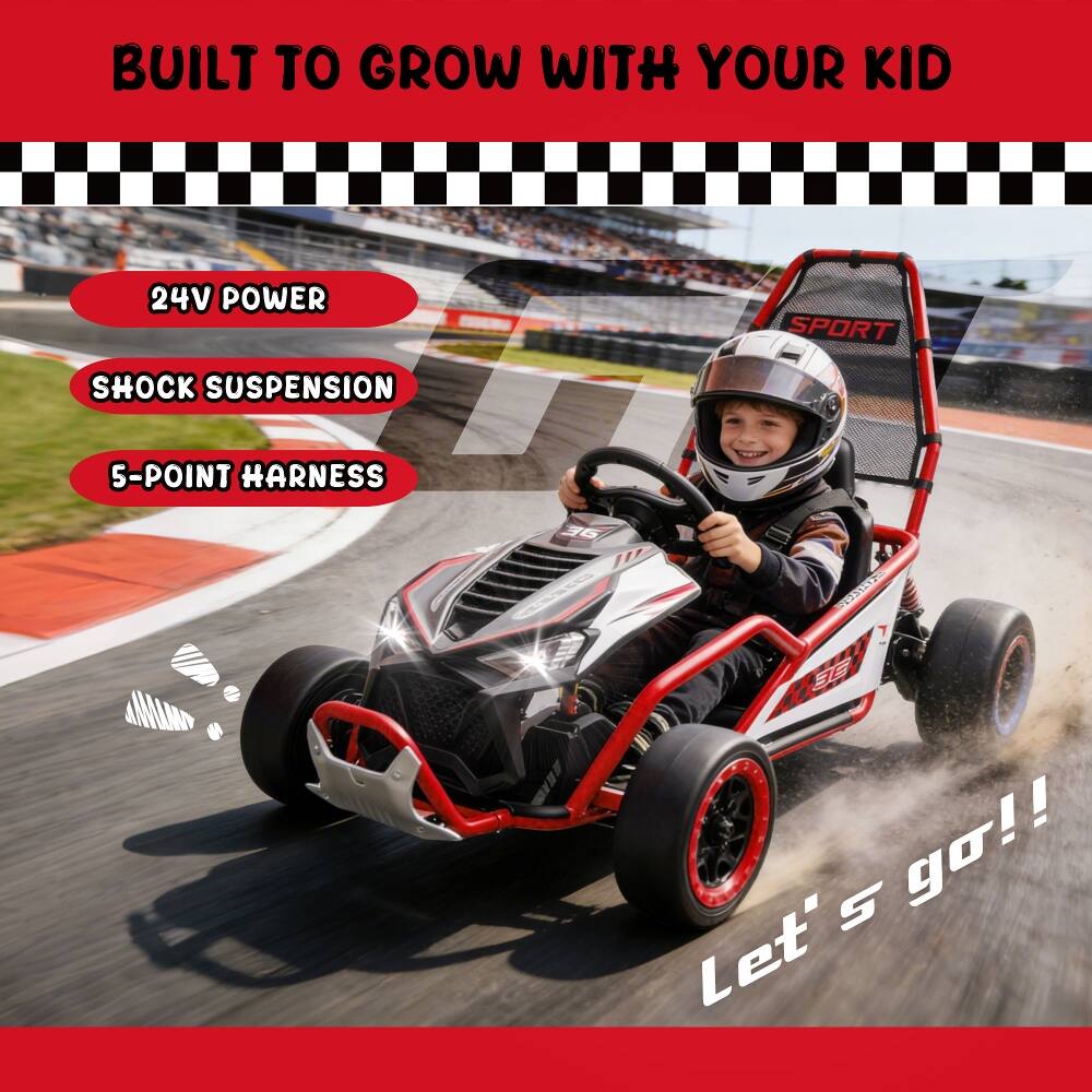 BUILT TO GROW WITH YOUR KID

24V POWER
SHOCK SUSPENSION
5-POINT HARNESS

Let's go!!