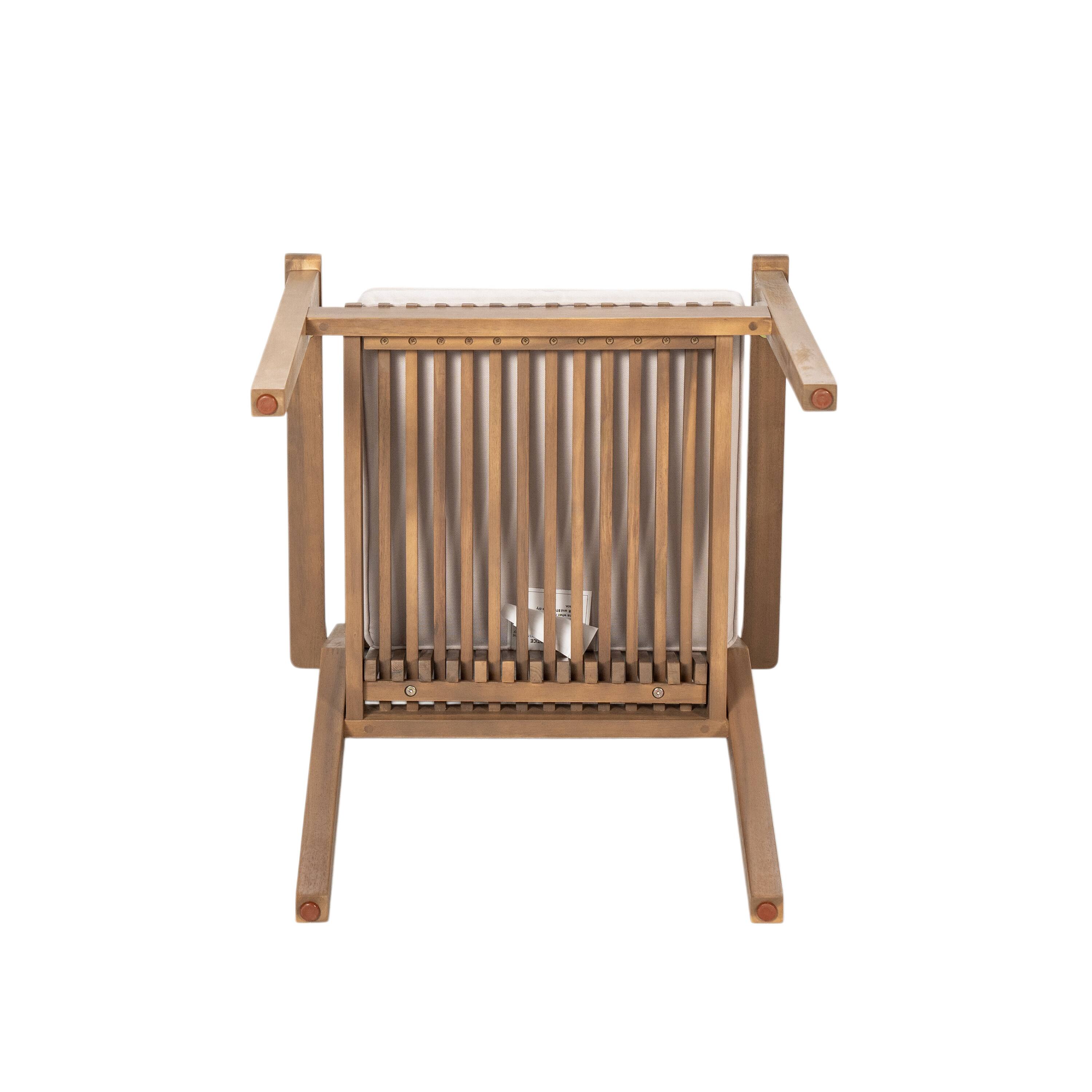 Back. Whisen - Patio Dining Chairs Set of 2, Ergonomic Acacia Wood Outdoor Seating, 400 lbs Capacity - Beige|Brown.