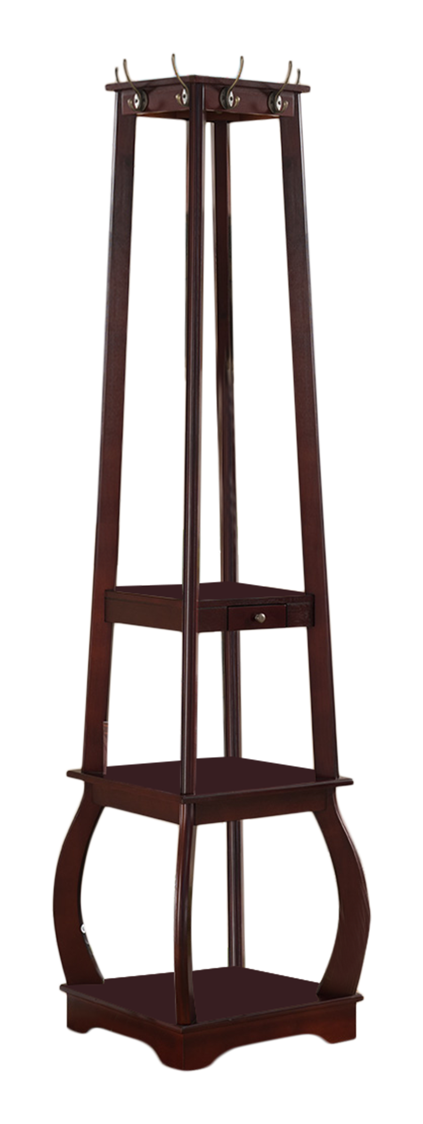 Angle. Kings Brand Furniture - Kings Brand Furniture Entryway Coat Rack with Storage Shelves & Drawer - Dark Red.