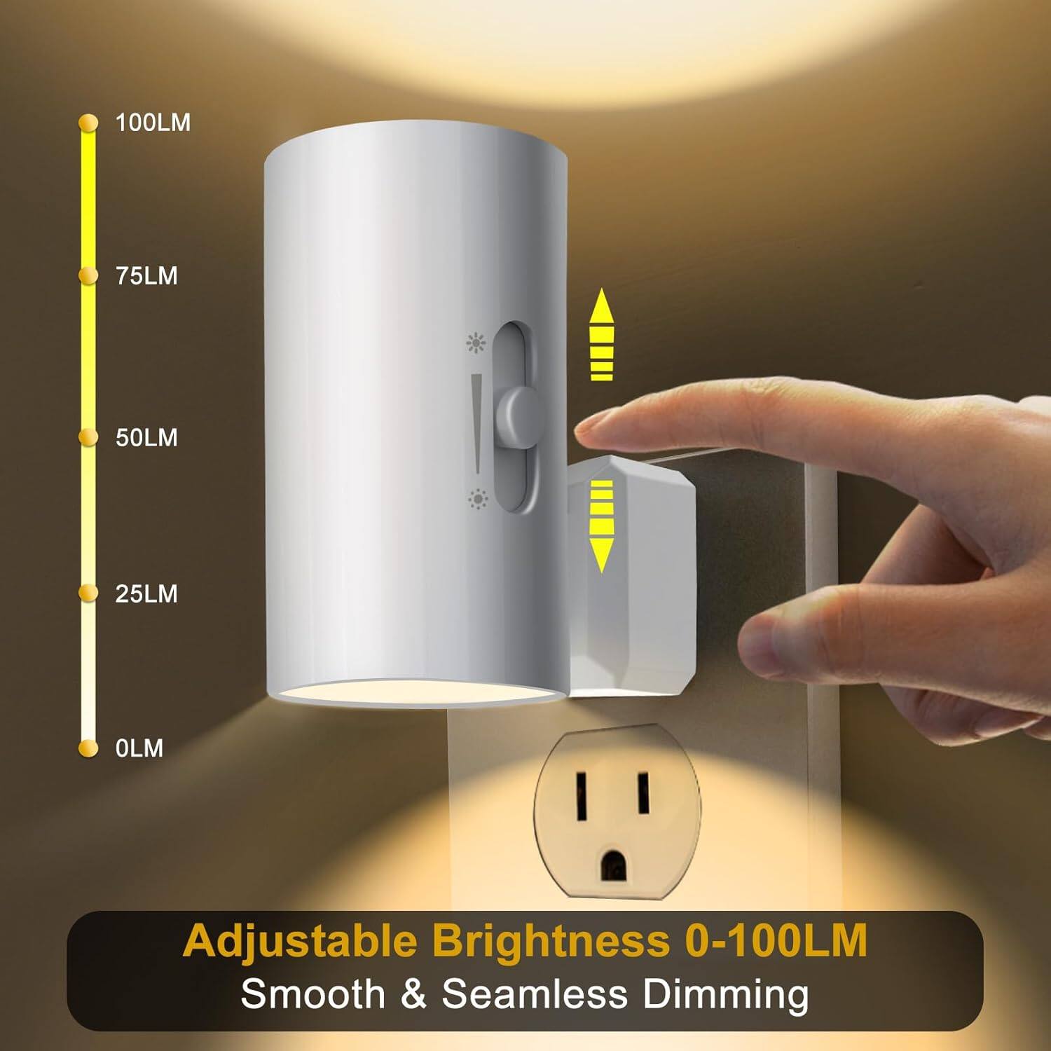 100LM  
75LM  
50LM  
25LM  
0LM  

Adjustable Brightness 0-100LM  
Smooth & Seamless Dimming