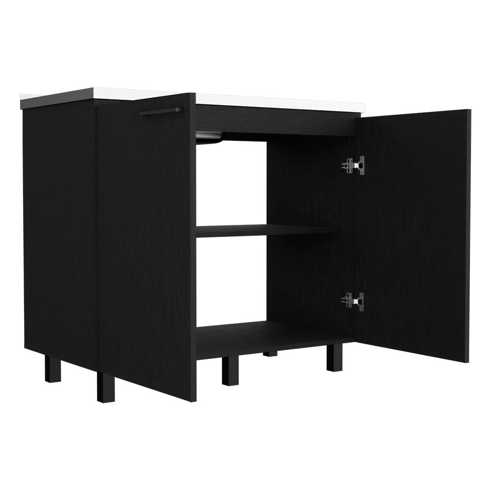 Left. Treevol Furniture - Utility Sink Cabinet,Sink Cabinet, Burwood, Black - Black.