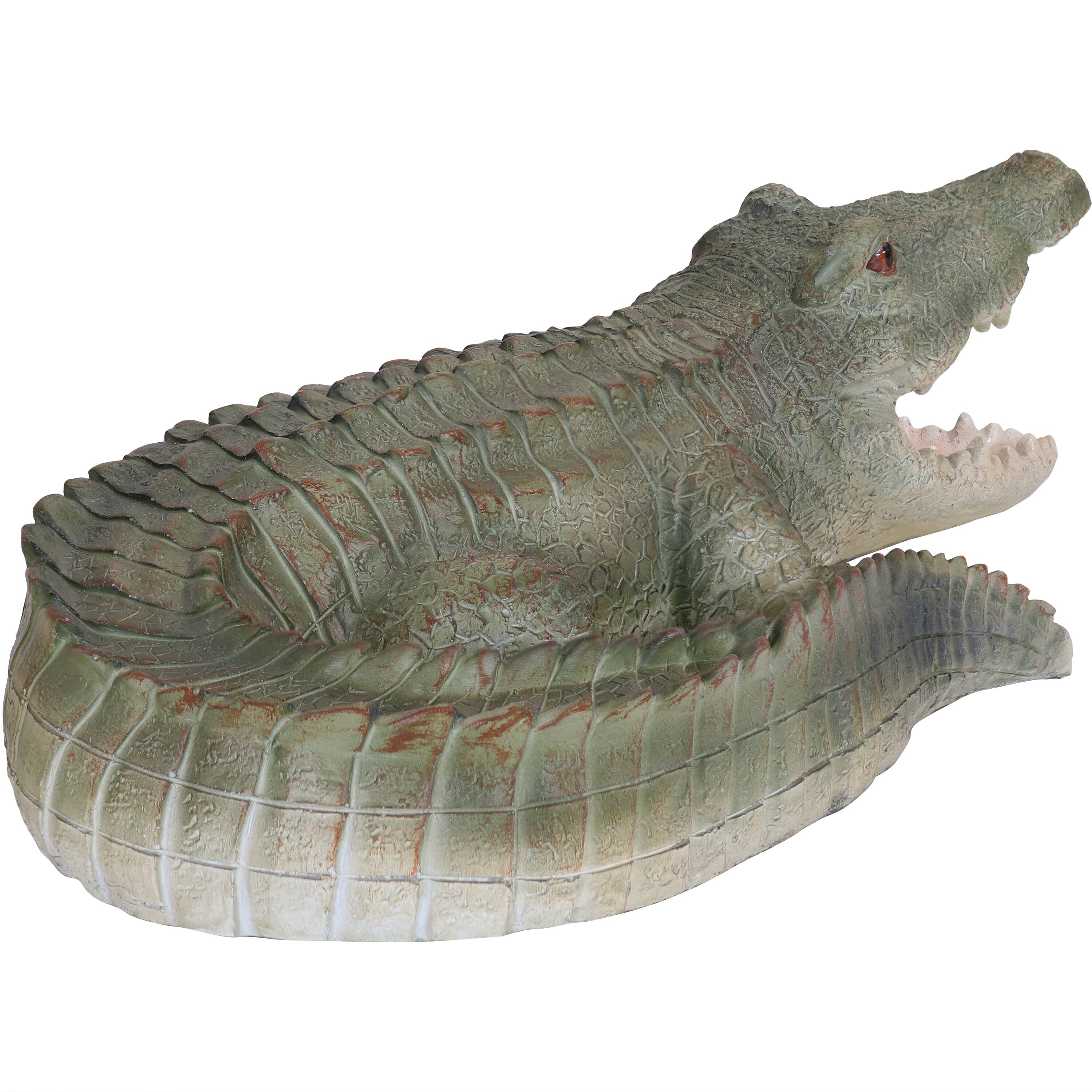 Alt View 7. Sunnydaze - Chloe the Crabby Crocodile Indoor and Outdoor Statue - 18 in - Green.