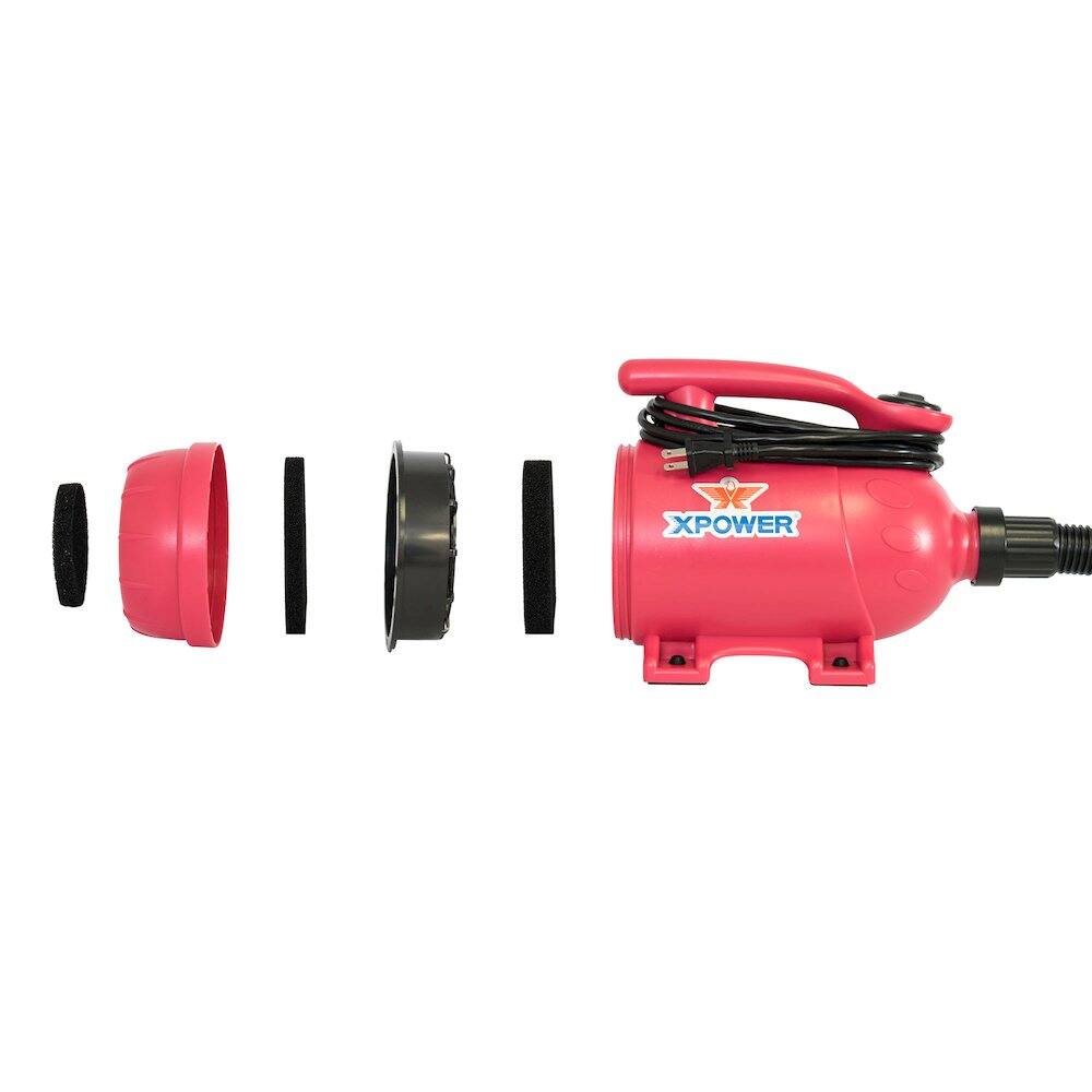 Angle. XPOWER - B-2 Pro at Home Pet Grooming Dog Force Hair Dryer and Vacuum - Pink.