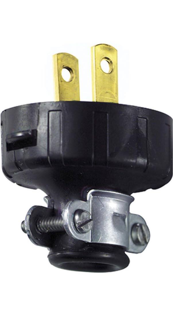 Left. Leviton - Leviton Residential Vinyl Straight Blade Plug 1-15P 18-14 AWG 2 Pole 2 Wire - Black.