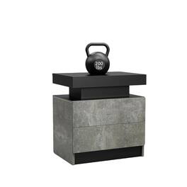 Boyel Living - Nightstand LED Bedside Table Cabinet Lights Modern End Side with 2 Drawers for Bedroom - Gray