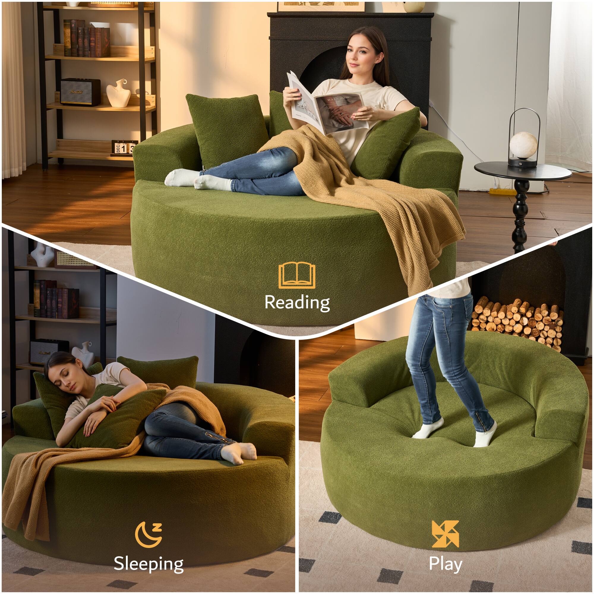 Reading  
Sleeping  
Play