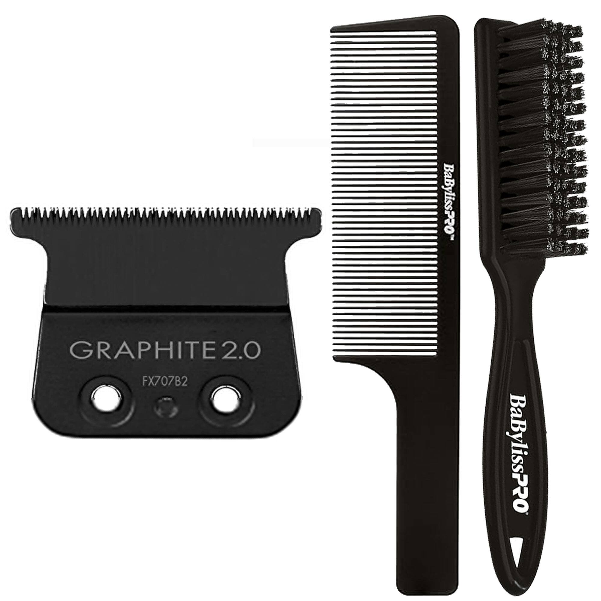 Front. Babyliss - BaByliss Pro Deep Tooth Graphite Replacement Blade BB-FX707B2 with Brush + Comb - Black.