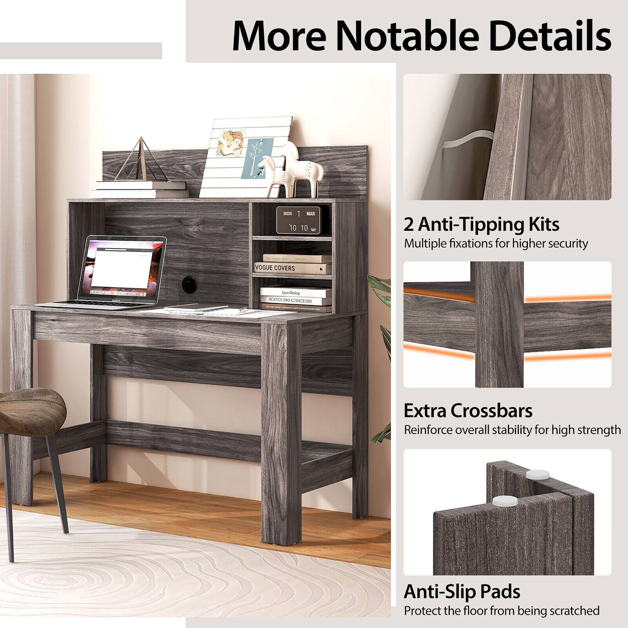 More Notable Details

2 Anti-Tipping Kits
Multiple fixations for higher security
Extra Crossbars
Reinforce overall stability for high strength
Anti-Slip Pads
Protect the floor from being scratched