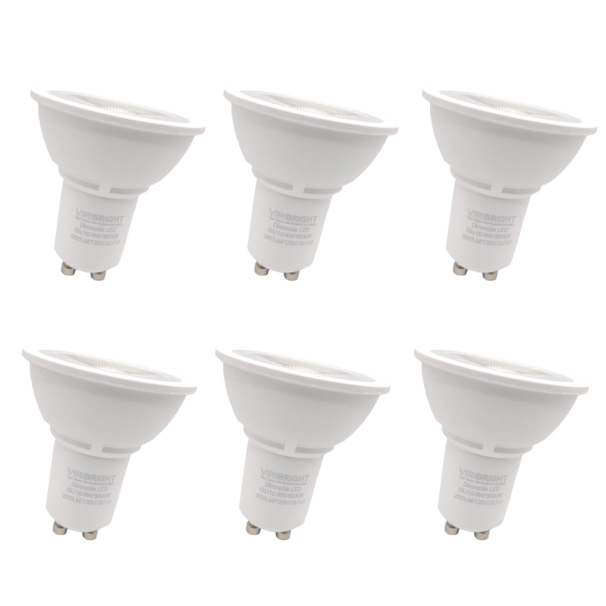 VIRIBRIGHT - 35-Watt EQ 4W MR16 GU10 Dimmable 310lm LED Reflector Light Bulb, 6000K (6-Pack) - White