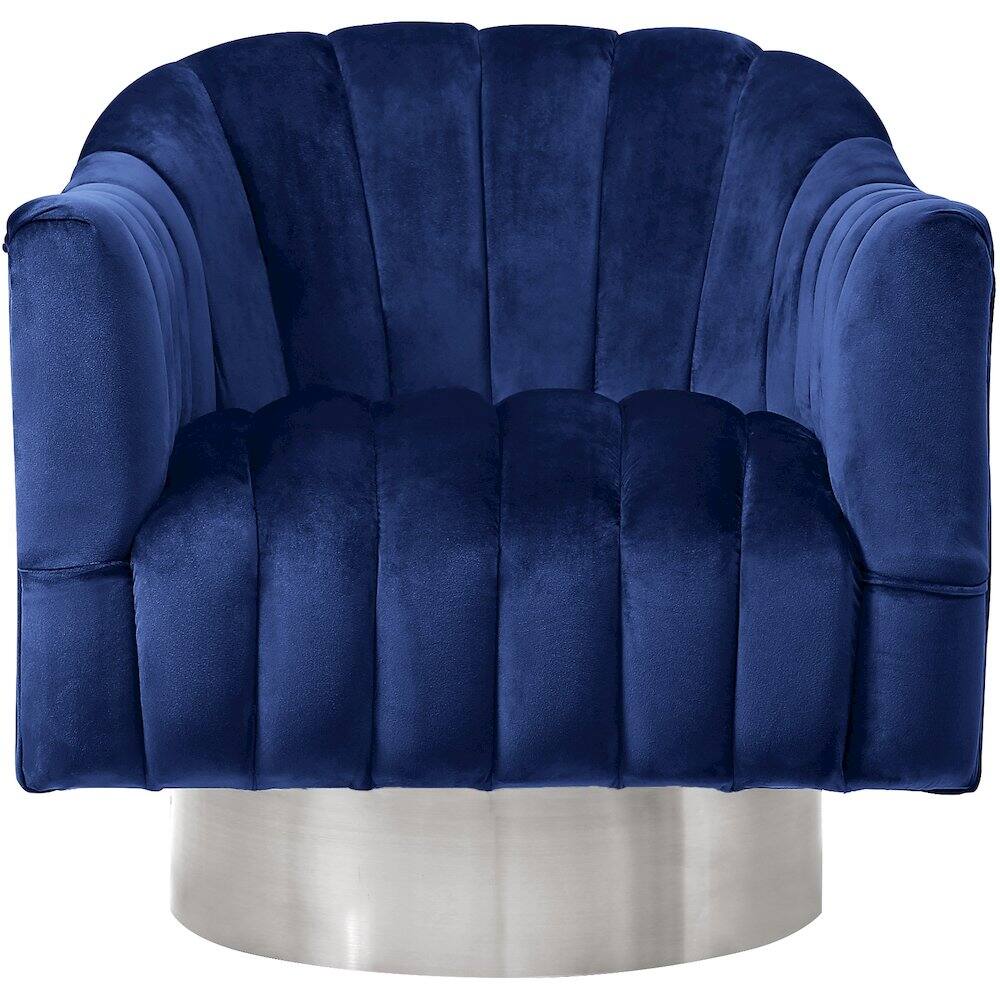 Alt View 2. Meridian Furniture - Farrah Navy Velvet Accent Chair - Blue.