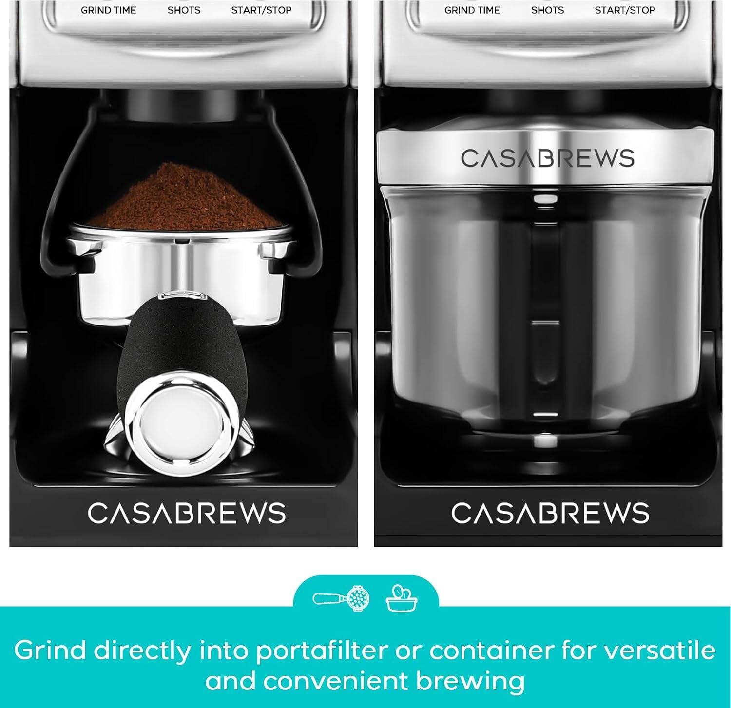Casabrews Electric Espresso Coffee Grinder with Conical Burr, LCD ...