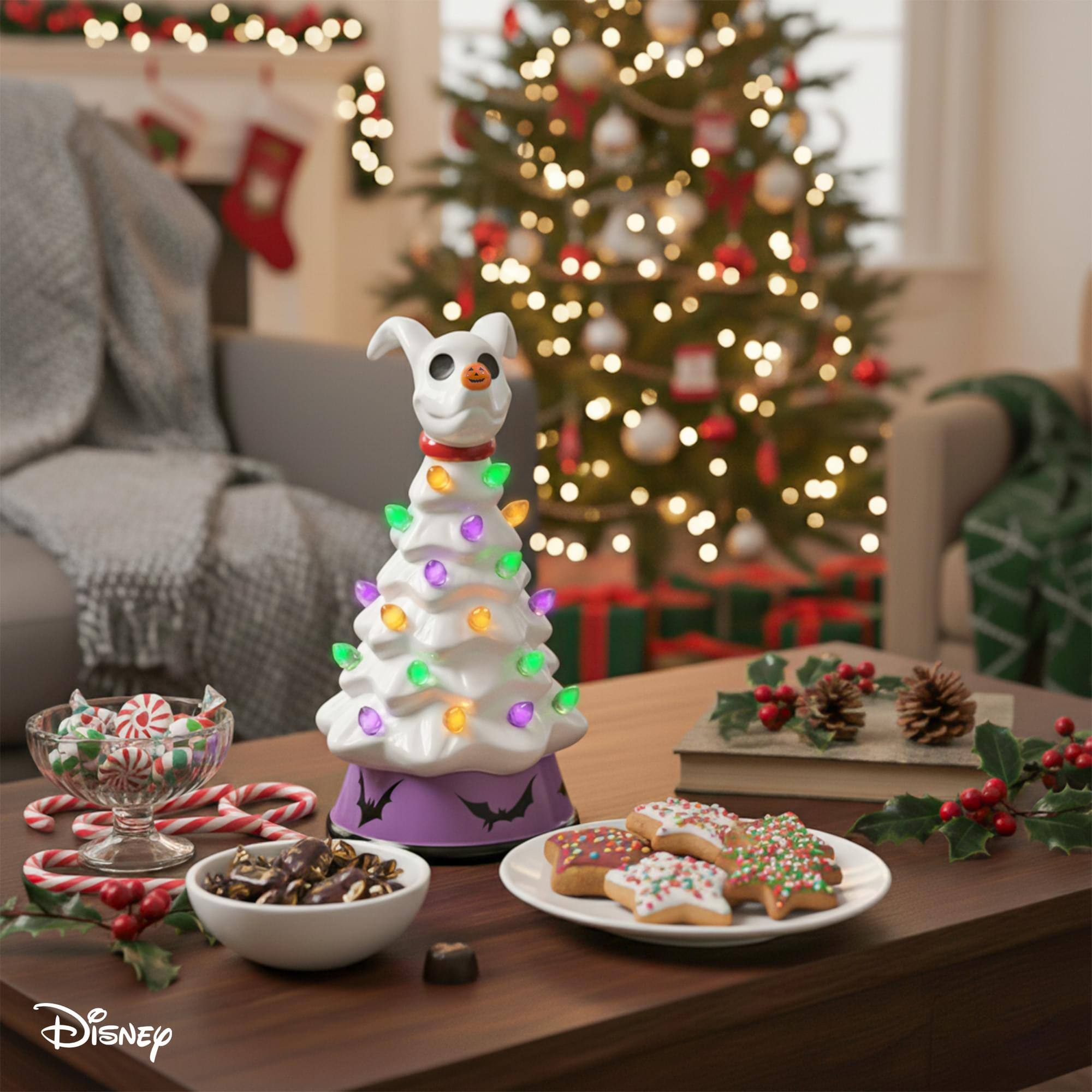 Alt View 5. Ukonic - Disney The Nightmare Before Christmas Zero Light-Up Ceramic Christmas Tree - White.