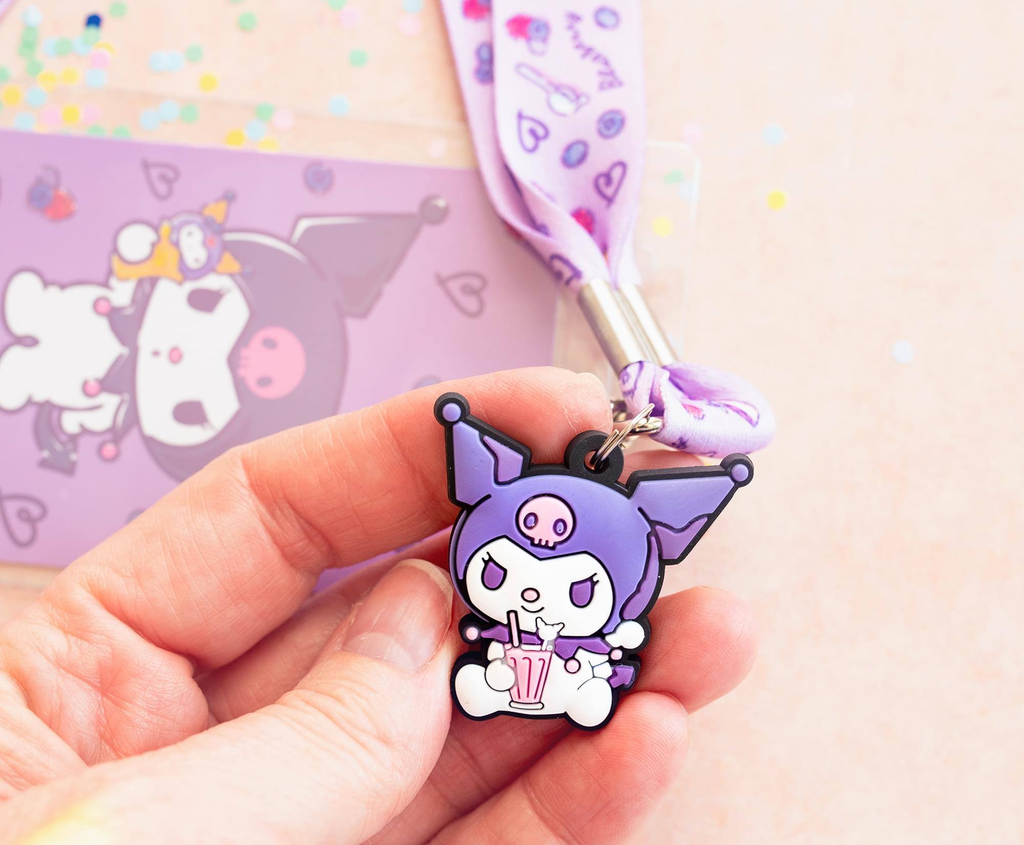 Alt View 5. Surreal Entertainment - Sanrio My Melody And Kuromi Lanyards With ID Badge Holders and Charms | Set of 2 - Pink.